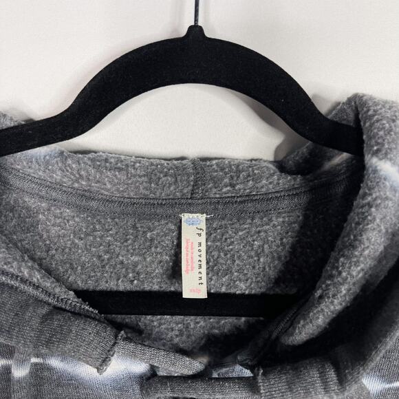 Free People Movement XS Blue Tie Dye Believer Sweatshirt Hoodie Cropped Lace Up - Picture 7 of 10